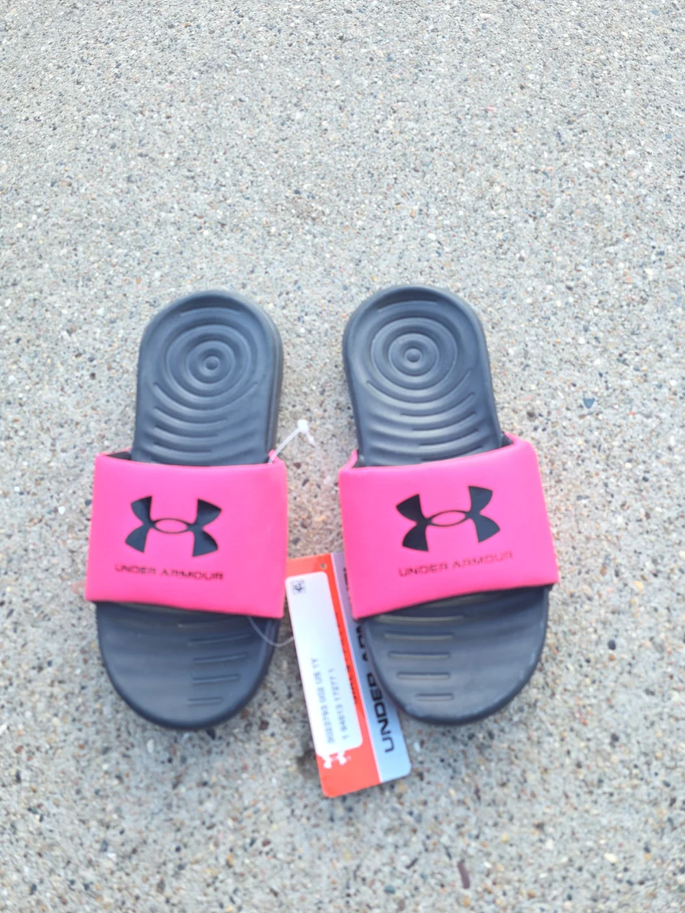 Under Armour Pink & Black Slide Sandals Little Girls Size 1Y